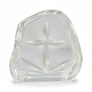 Mats Jonasson Style Crystal Star of Bethlehem Glass Paperweight Sweden 4.75"